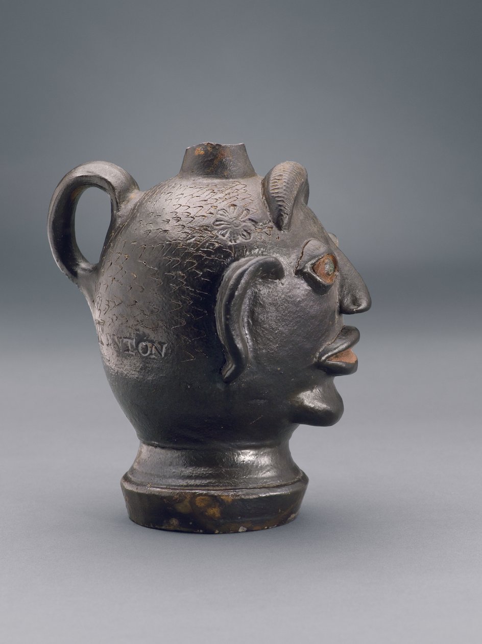 水差し（人間の頭の形）、1810-40（石器） 作： ジョナサン・フェントン