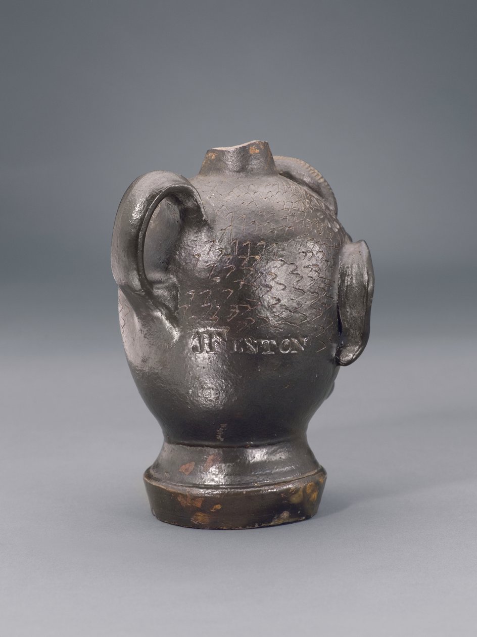 水差し（人間の頭の形）、1810-1840（石器） 作： ジョナサン・フェントン
