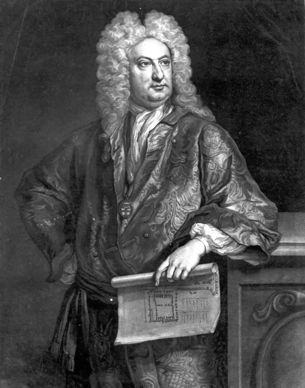 ジョンヴァンブラ卿、1727年のジョンファーバー（青年期）の彫刻（メゾチント） 作： ジョナサン・リチャードソン
