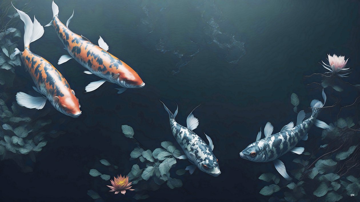 墨絵鯉鯉魚_赤+白_01 作： ジョセフ・ヨハン・マイケル