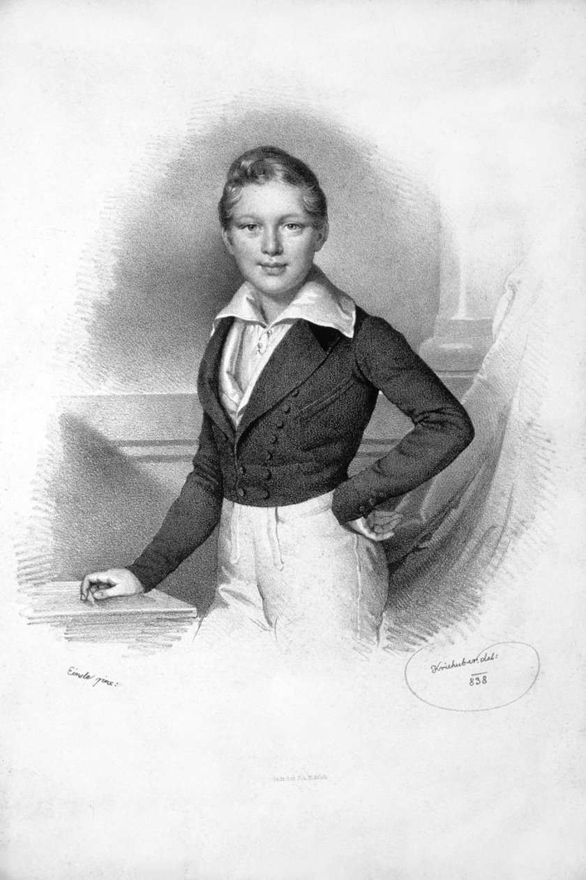 フランツ・ヨーゼフ1世 1838年 リトグラフ 作： ヨーゼフ・クリフバー