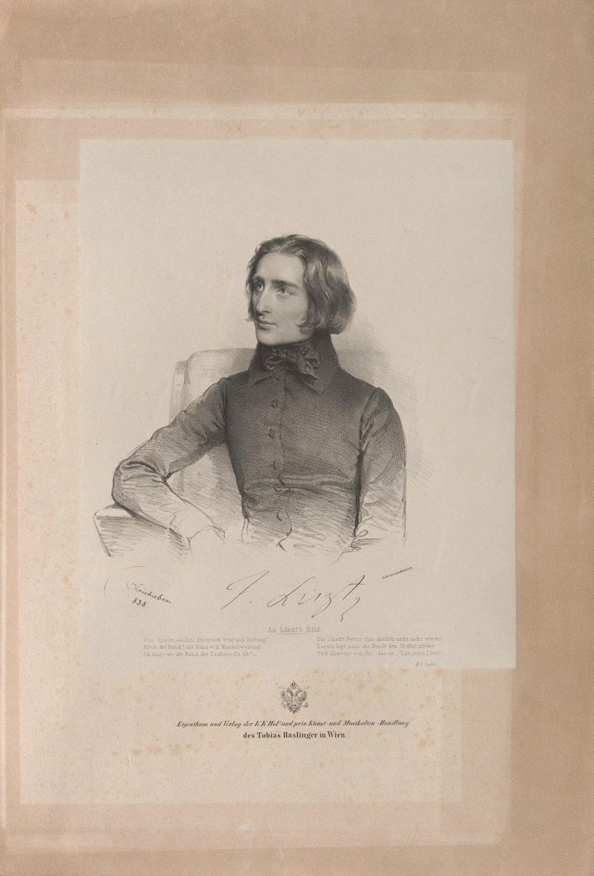 フランツ・リストの肖像 1811-1886, 1838. 作： ヨーゼフ・クリフバー