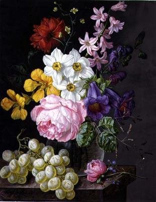 薔薇、ナルシス、花瓶の花 作： ジョゼフ・ラウアー