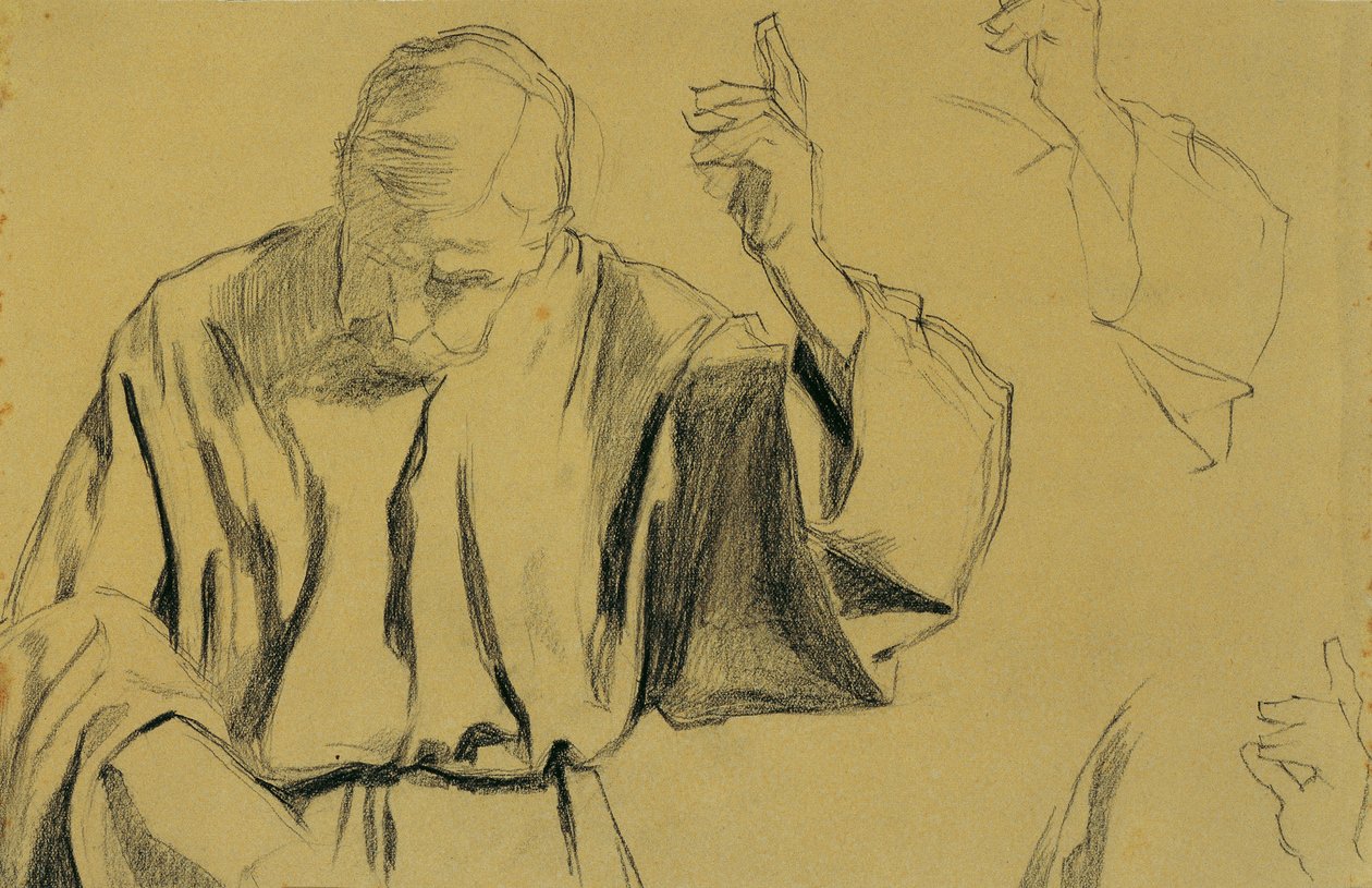 絵画「Christi Ascension」のドレープ習作 作： ジョセフ・ワウラ