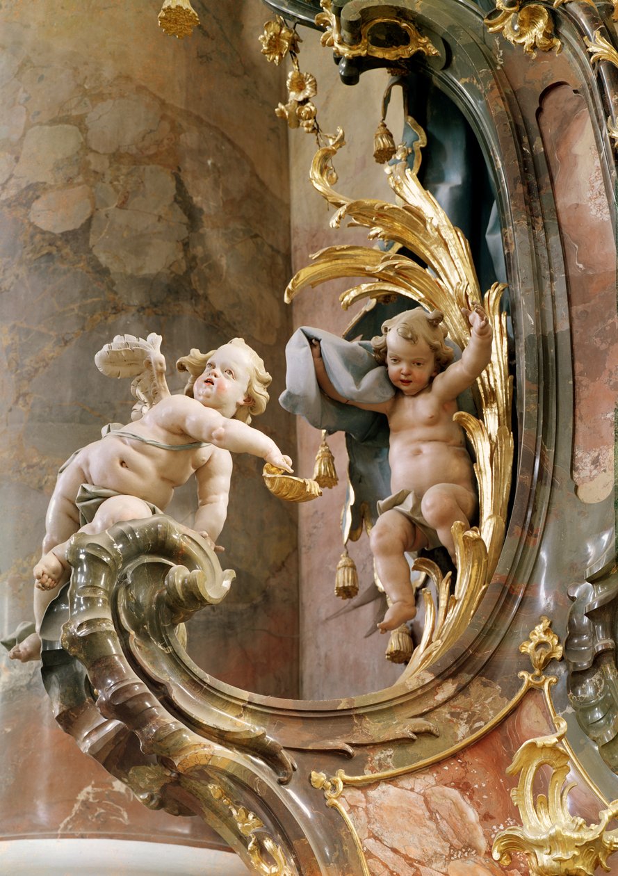 ケルビム、1737-66年（漆喰と金色の木材） 作： ジョセフ・アントン・フォイヒトマイヤー