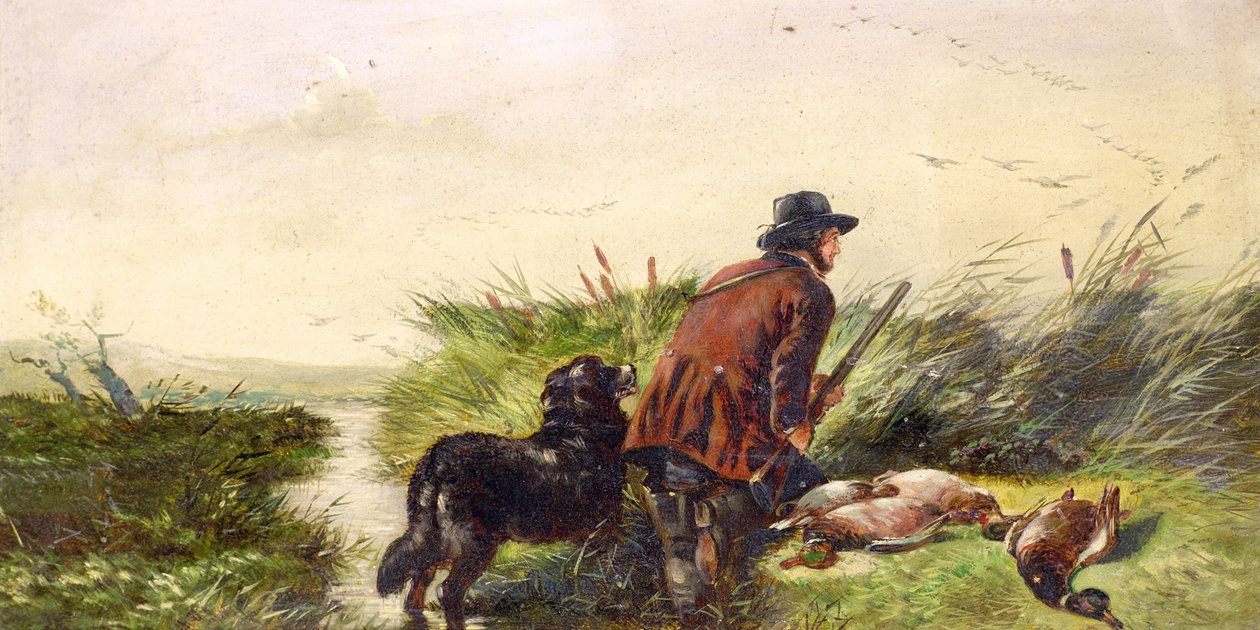 リチャード・アンスデルによる絵画の後のアヒルの飛行（1815-85） 作： ジョセフ・ベンステッド