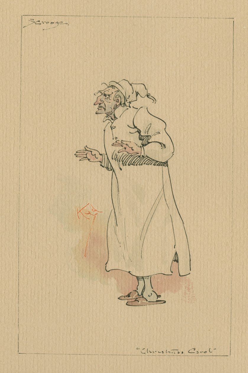 エベニーザースクルージ-クリスマスキャロル、1920年代頃（紙にトイレとペンとインク） 作： ジョセフ・クレイトン・クラーク