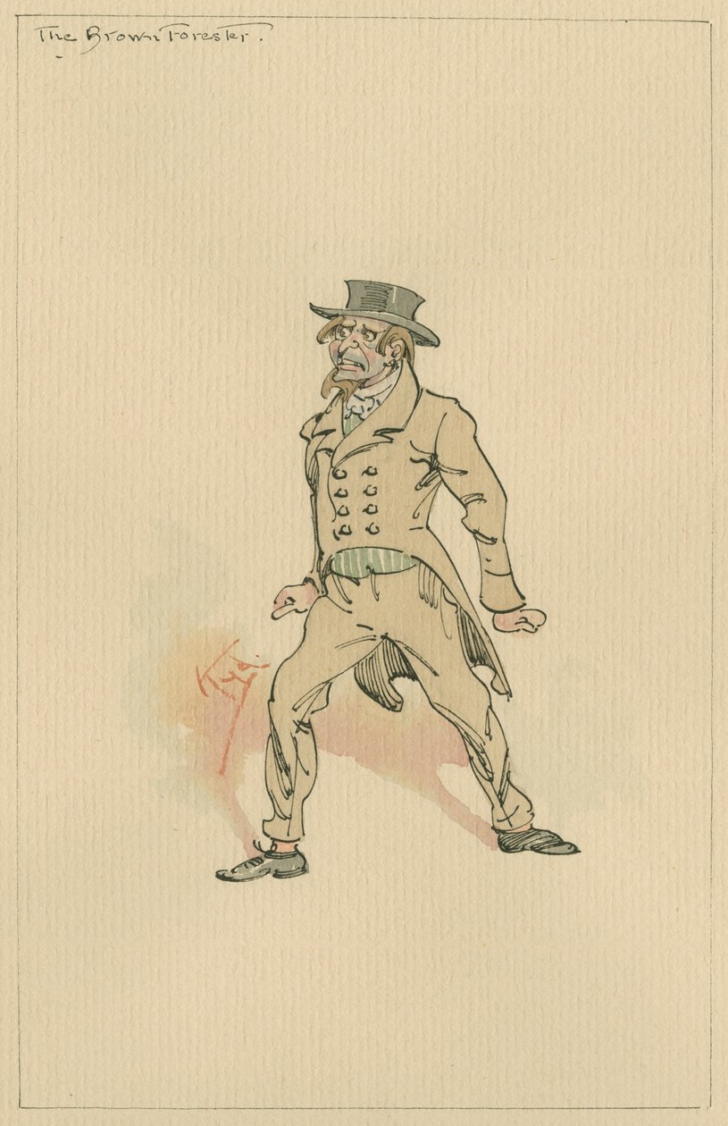 ブラウンフォレスター、1920年代（ペンとインク、紙にトイレ付き） 作： ジョセフ・クレイトン・クラーク