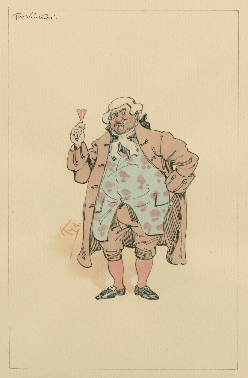ヴィントナー、1920年代（紙にトイレとペンとインク） 作： ジョセフ・クレイトン・クラーク