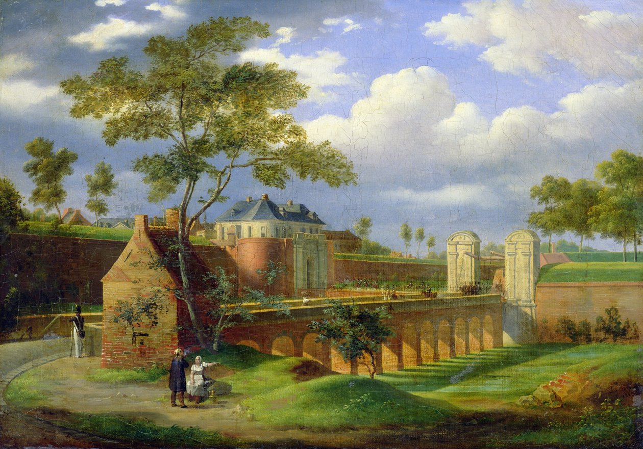 1823年、ドゥエーのヴァレンシエンヌ門の眺め 作： ジョセフ・ルイス・レボーン