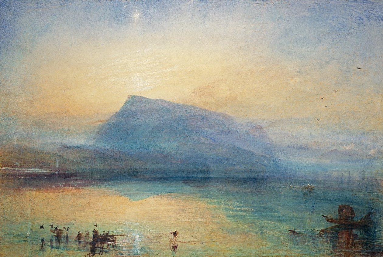 ブルーリギ：ルツェルン湖-日の出、1842 作： ジョセフ・マロード・ウィリアム・ターナー