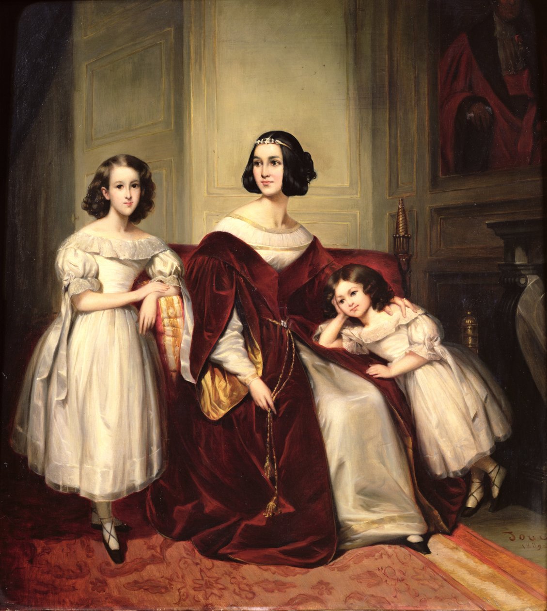 ノンジョン夫人と二人の娘、1839年 作： ジョセフ・ニコラス・ジュイ