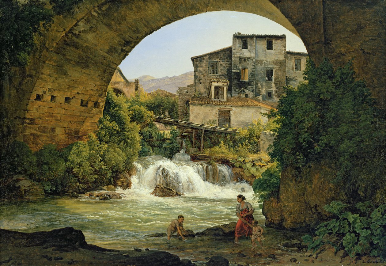 イタリアの橋のアーチの下、1822年 作： ジョセフの反逆者