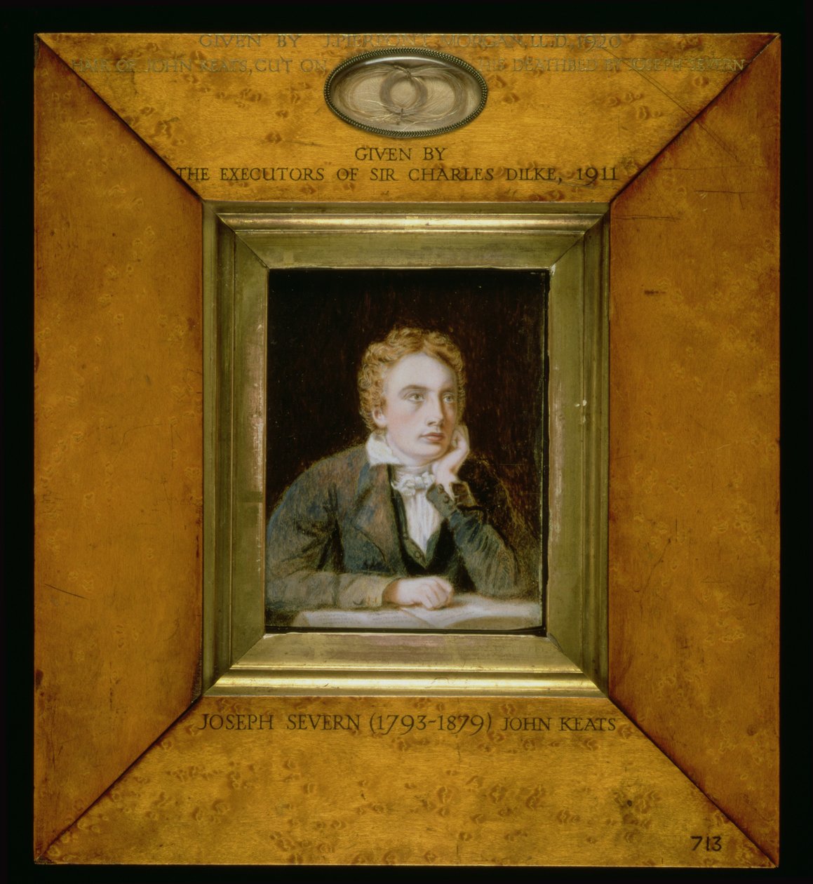No.0713ジョン・キーツ（1795-1821）c.1818の肖像画のミニチュア 作： ジョセフ・セバーン