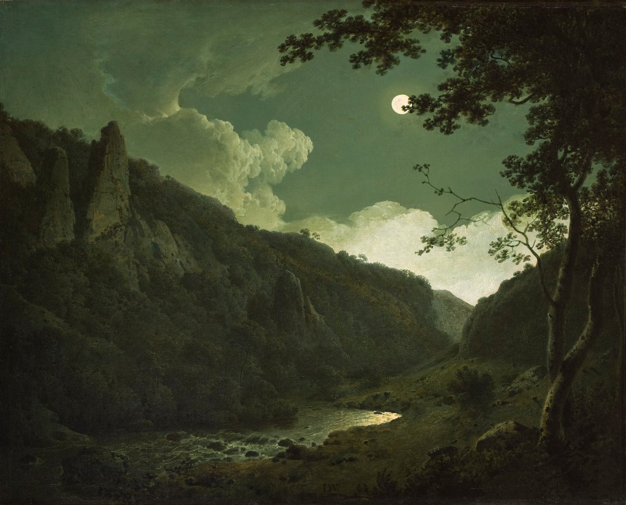 Dovedale by Moonlight、c.1784-85 作： ダービーのジョセフライト