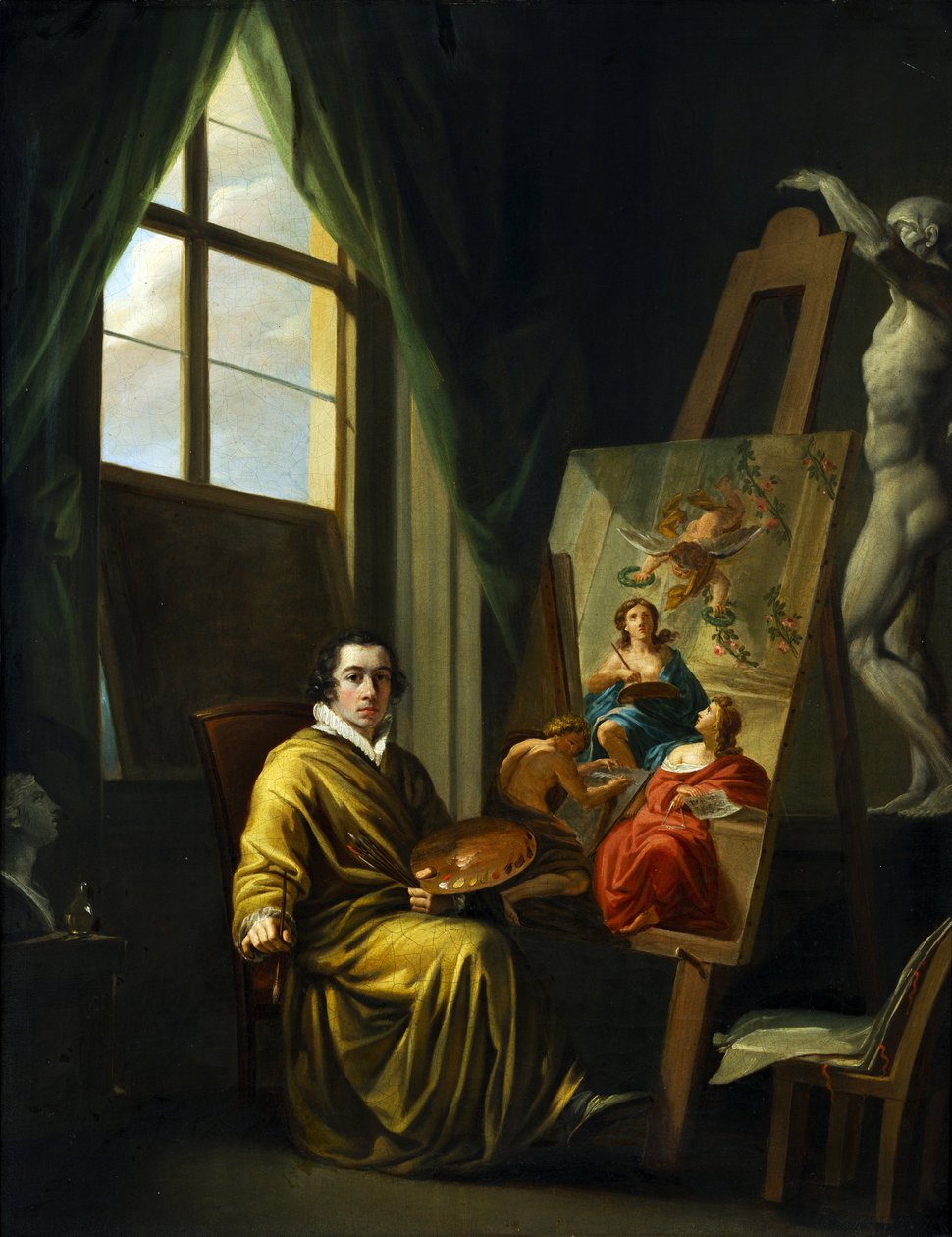 彼のスタジオでの自画像、1808-1810。 作： ジョセフ・アベル