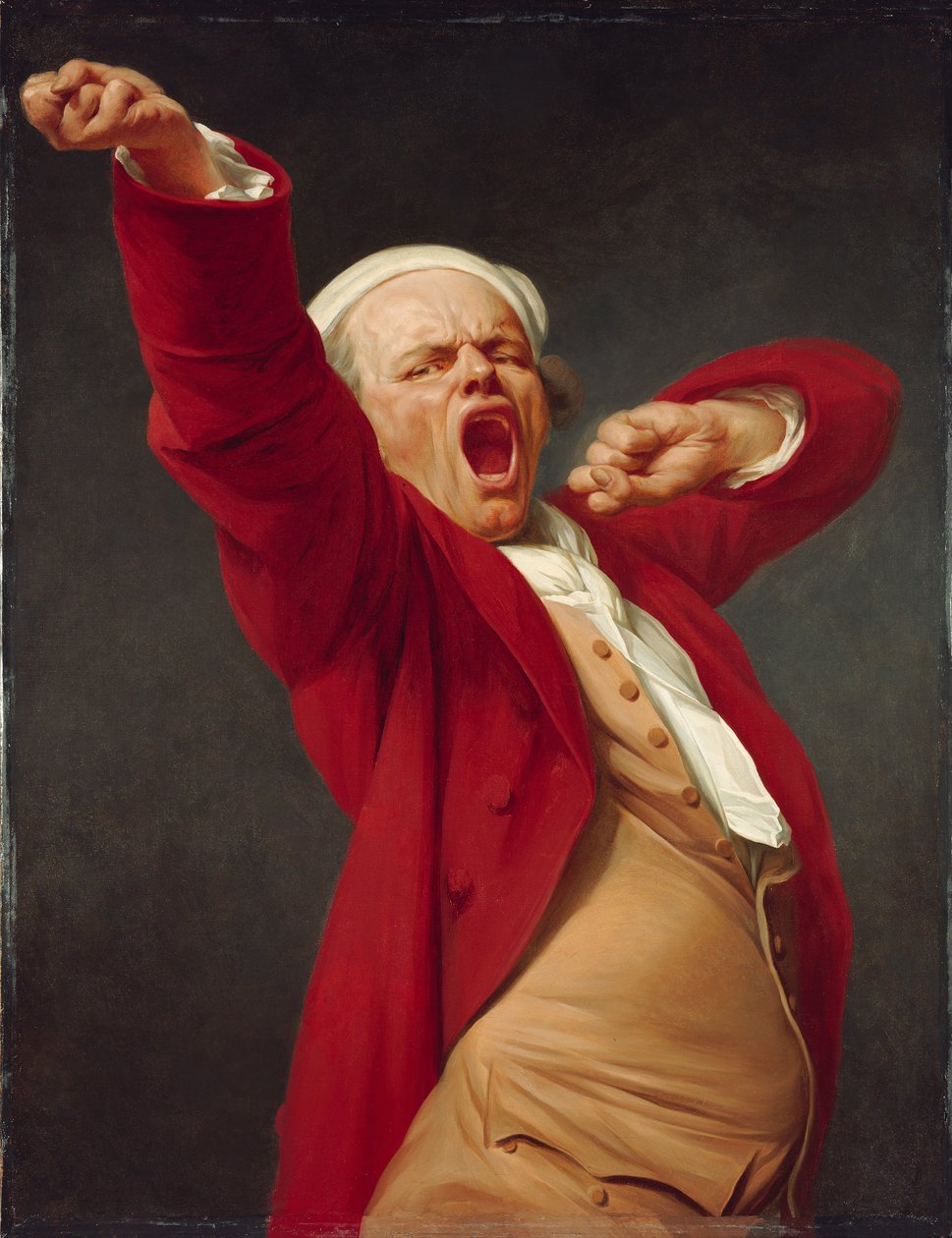 自画像、あくび、ca。 1783 作： ジョゼフ・デュクルー