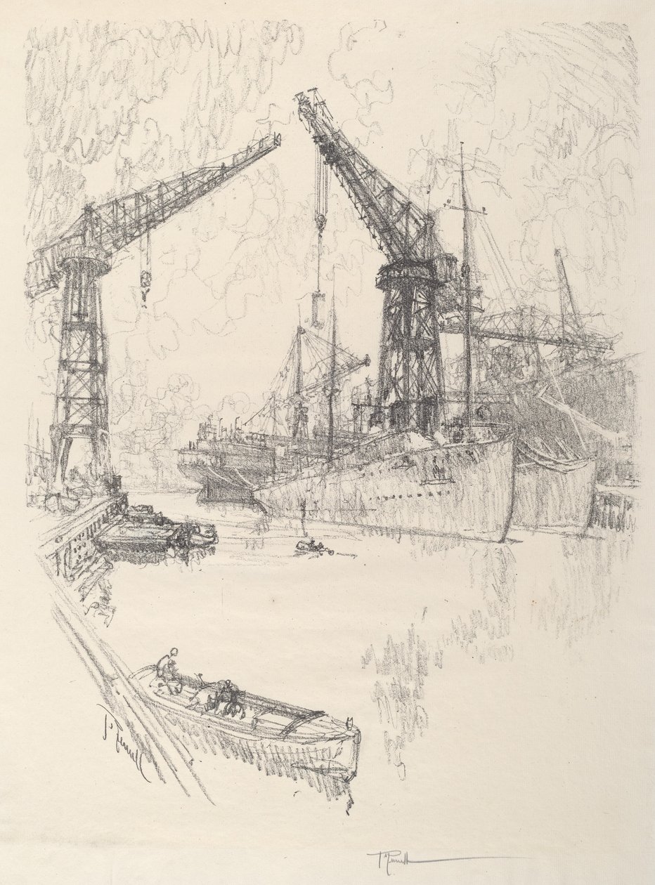 建物の駆逐艦、1917 年。 作： ジョセフ・ペネル