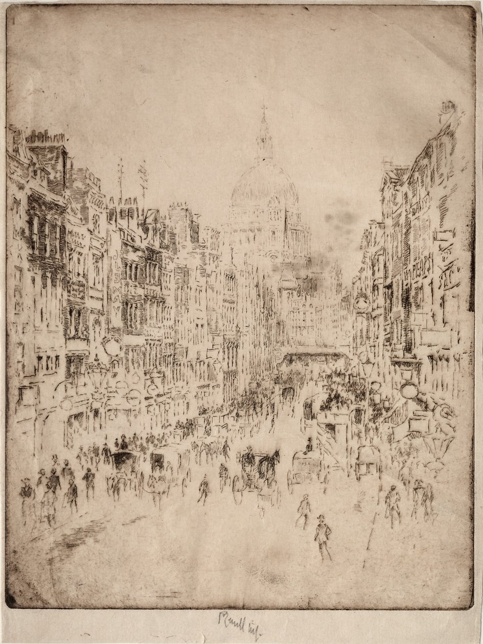 フリートストリート、セントポールズまで、1896年。 作： ジョセフ・ペネル