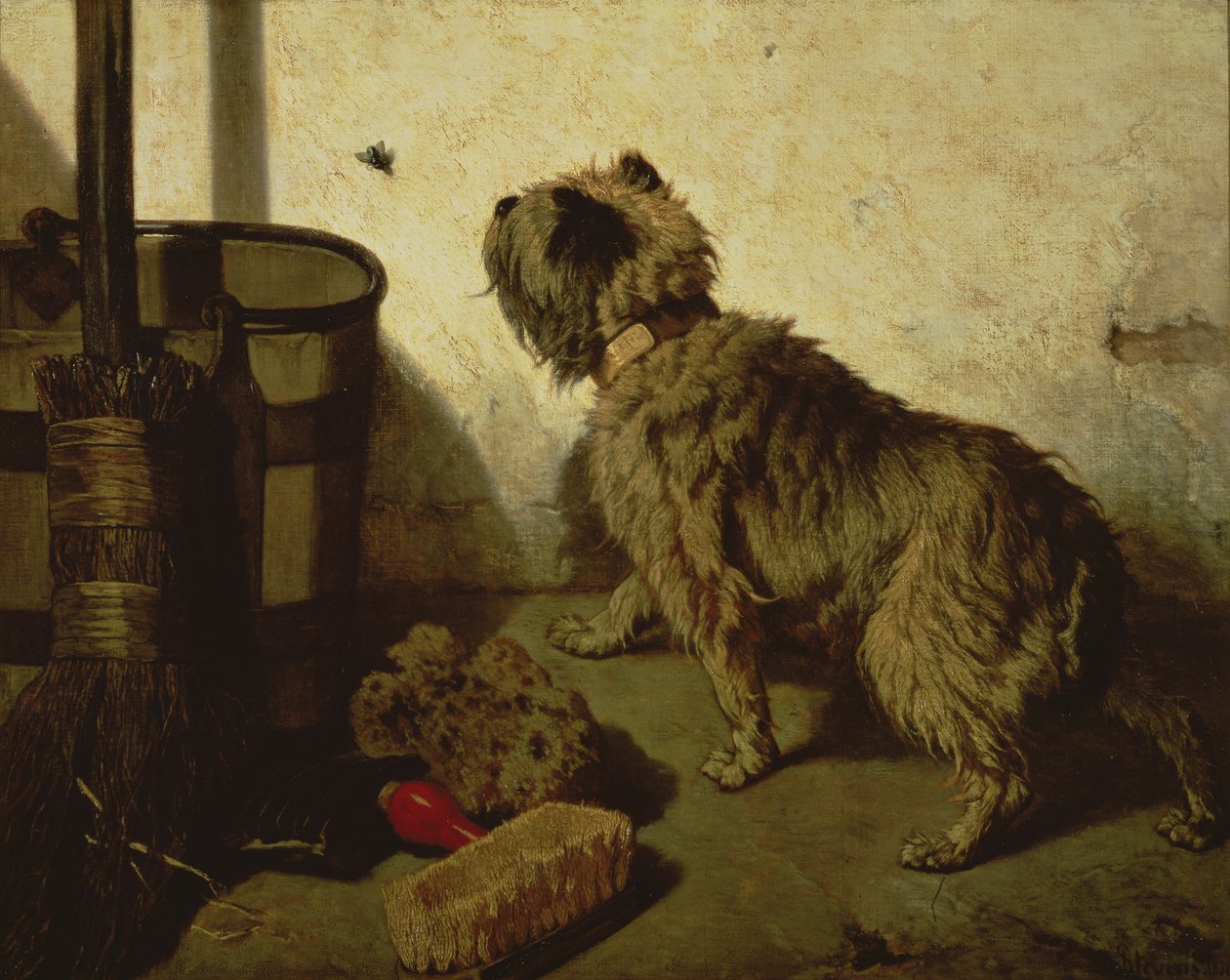 犬とハエ、1856 作： ジョセフ・スティーブンス