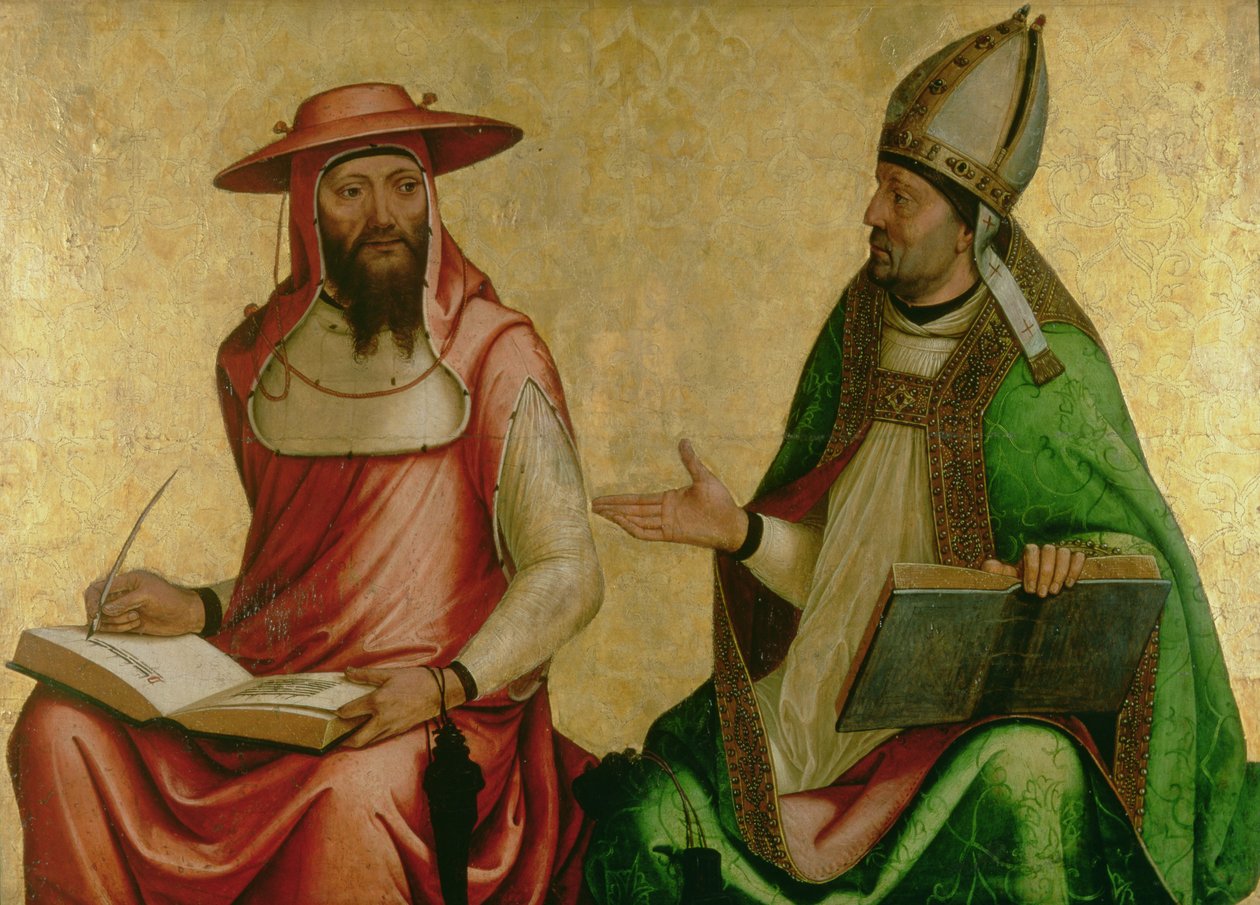聖ジェロームと聖アンブローズ、1510年頃（盤面にテンペラと金） 作： ファン・デ・ボルゴニャ