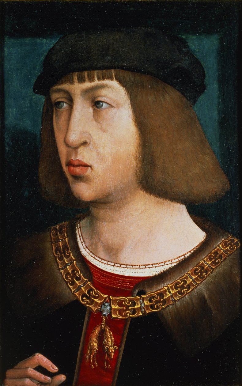 スペインのフィリップ1世（1478-1506）、マクシミリアン1世の息子（1459-1519）およびブルゴーニュのマリア（1457-82）、1500（パネル） 作： ファン・デ・フランデス