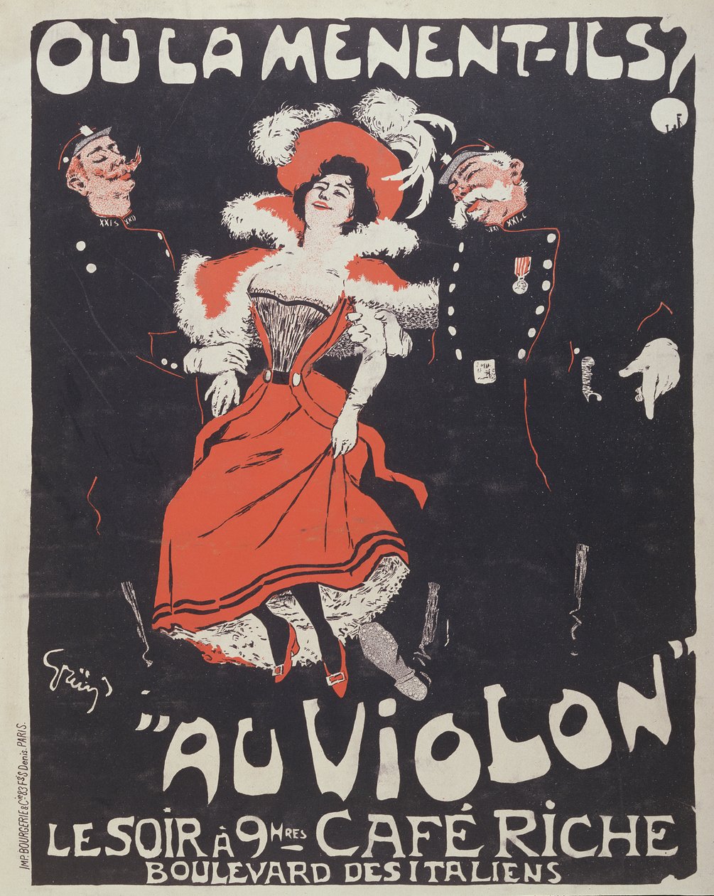 カフェ・リシュのポスター、1896年頃 作： ジュール・アレクサンドル・グルーエンまたはグルー