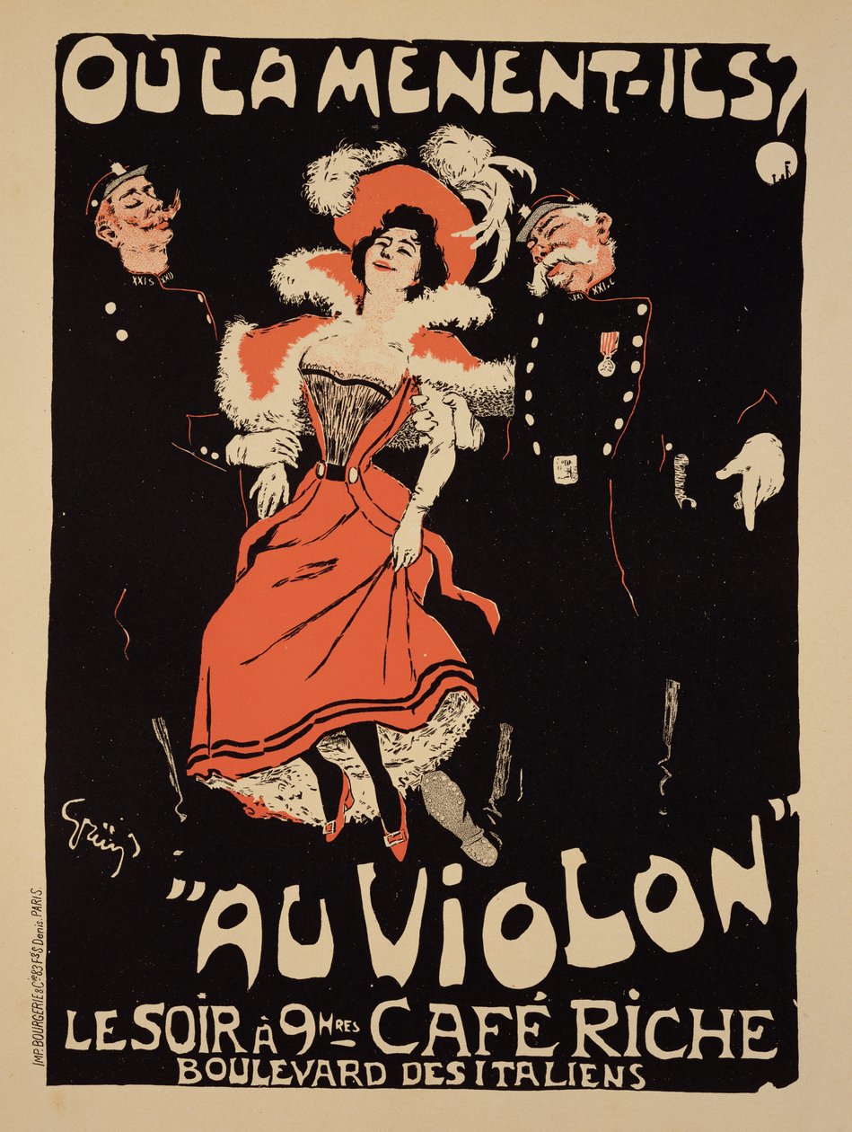 「カフェリッシュ」を宣伝するポスターの複製、ブルヴァールデイタリアーンズ、1897 作： ジュール・アレクサンドル・グルーエンまたはグルー