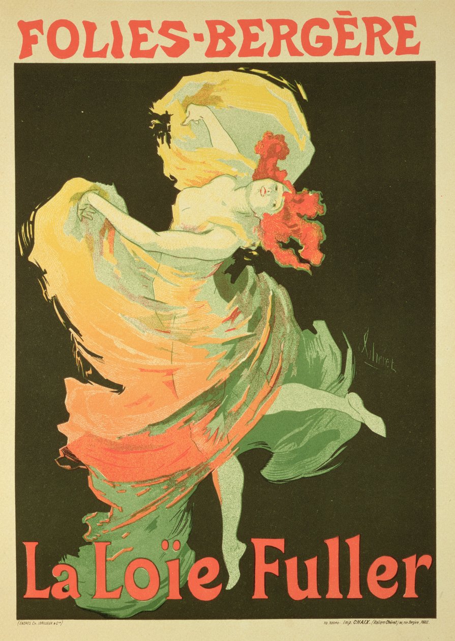 フォリーベルジェールでのポスター広告「Loie Fuller」の複製、1893 作： ジュール・チェレット