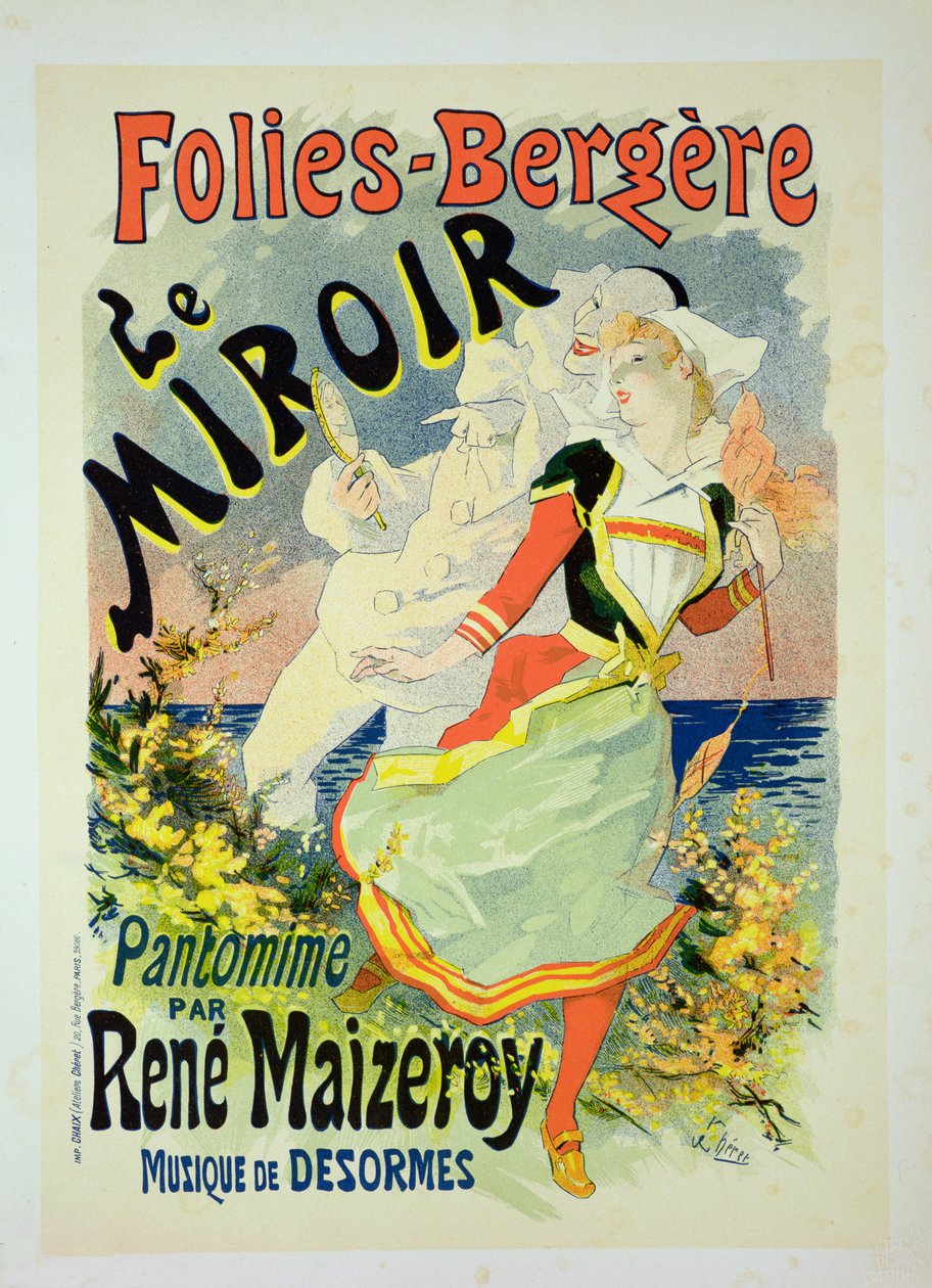 Folies-BergereでのRene Maizeroyによるパントマイム「The Mirror」のポスターの複製（126671を参照） 作： ジュール・チェレット