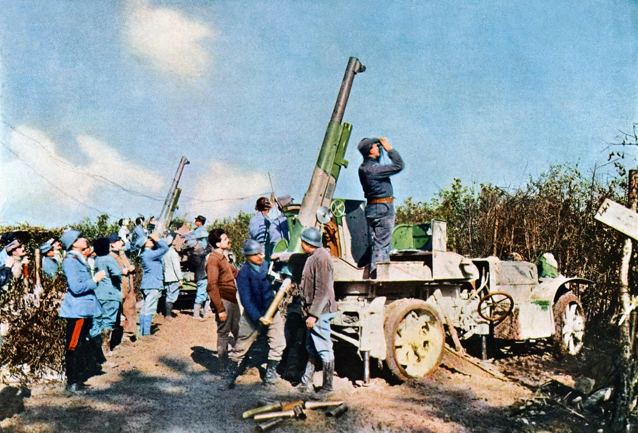 実車に搭載された対空砲、ベルダン、1916年9月（オートクローム） 作： ジュール・ジェルヴェ・コートテルモント