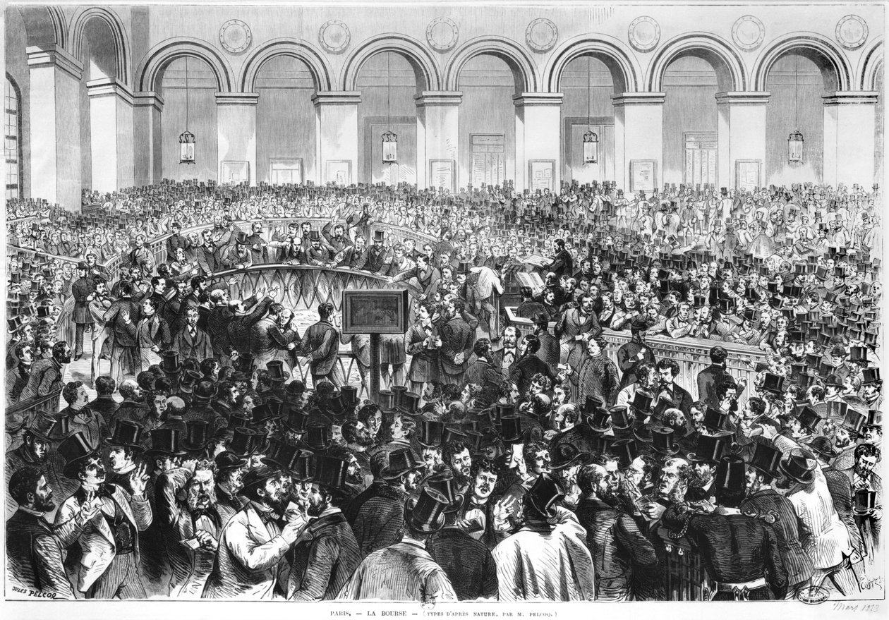 1873年、パリ証券取引所の「コルベイユ」 作： ジュール・ペルコック