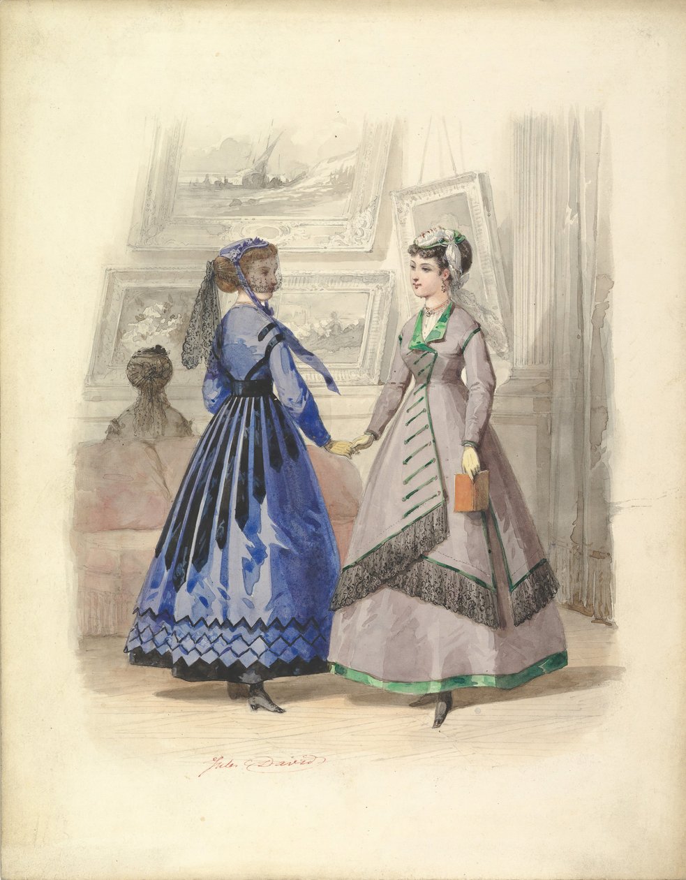 アートギャラリーの2人の女性、1868年。 作： ジュール・デイビッド