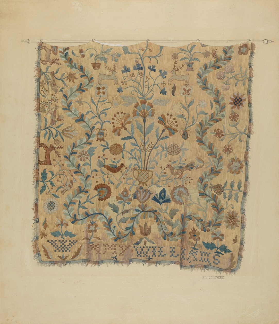 Embroidered Coverlet、1936年頃。 作： ジュール・レフェヴェレ
