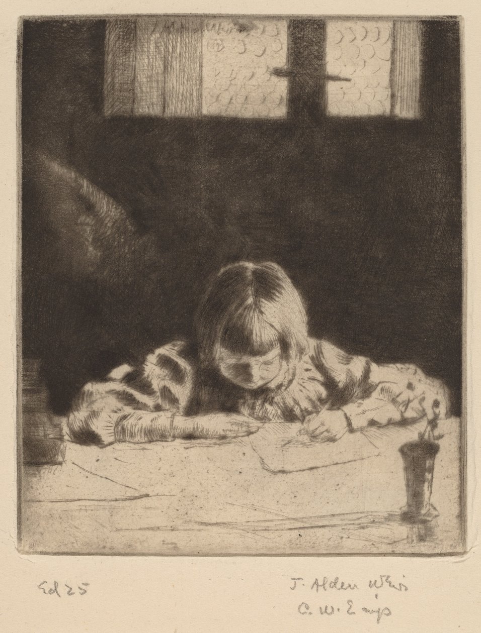 The Little Student」（1890年）。 作： ジュリアン・オールデン・ウィアー