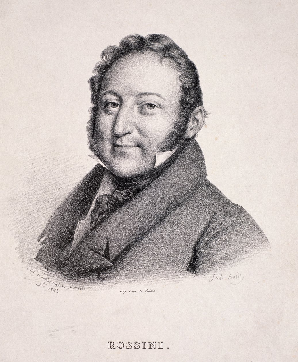 悪役によって刻まれたジョアッキーノロッシーニ（1792-1868）の肖像、1823 作： ジュリアン・レオポルド・ボイリー