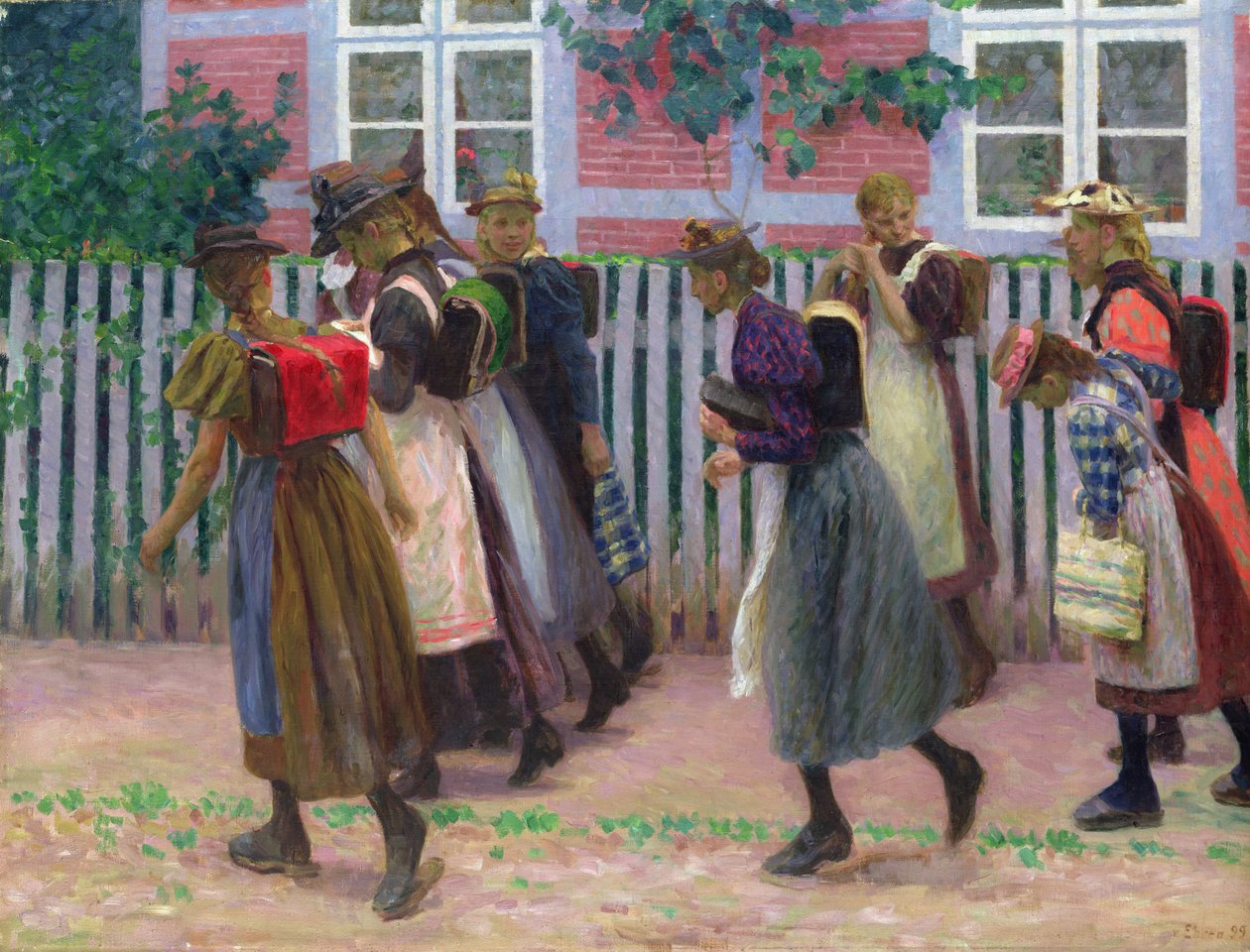 通学途中の少女たち（1899年） 作： ジュリアス・オーガスト・フリードリッヒ・テオドール・フォン・エーレン