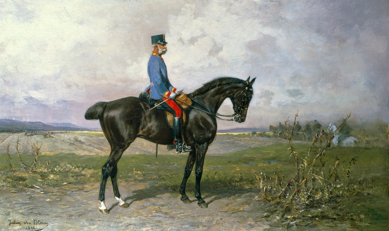 1898年、オーストリアの馬に乗った皇帝フランツジョセフ1世 作： ジュリアス・フォン・ブラース
