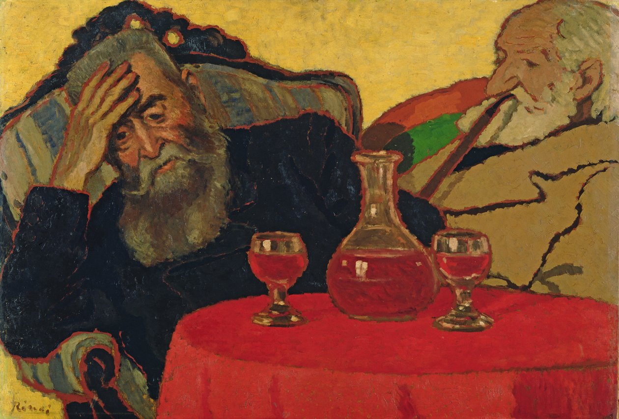 ピアセックおじさんと赤ワインを飲む父、1907年 作： ヨーゼフ・リップル・ロナイ