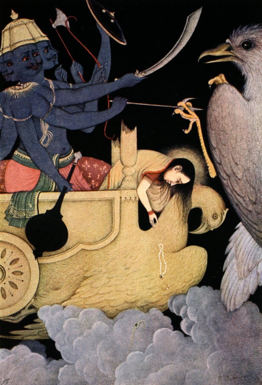 ジャターユと戦うラーヴァナ（1913年   作： Kベンカタッパ