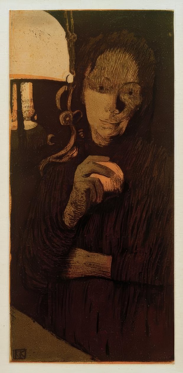 ケーテ・コルヴィッツ、オレンジ色の女性- 1901 作： ケーテ・コルヴィッツ