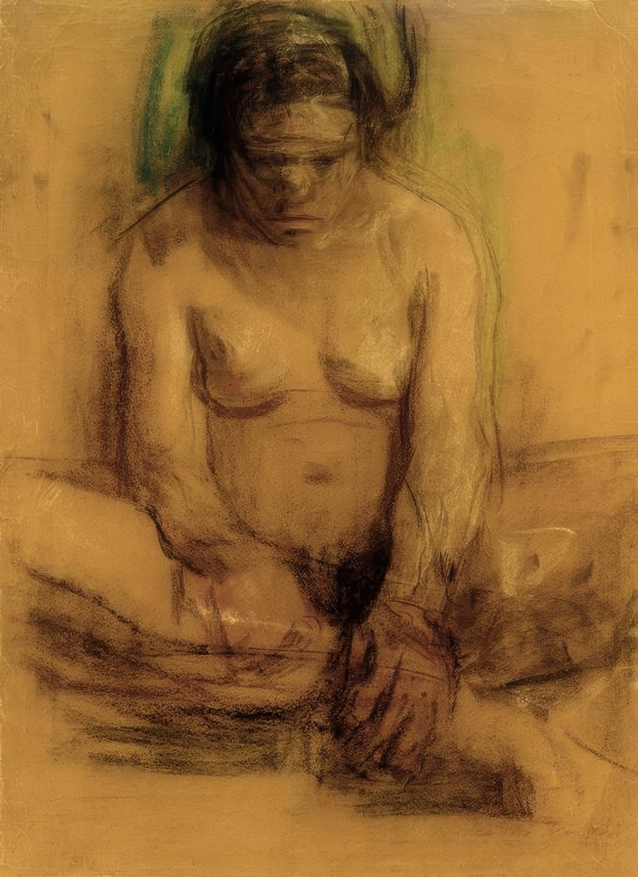 KätheKollwitz、着席女性ヌード 作： ケーテ・コルヴィッツ