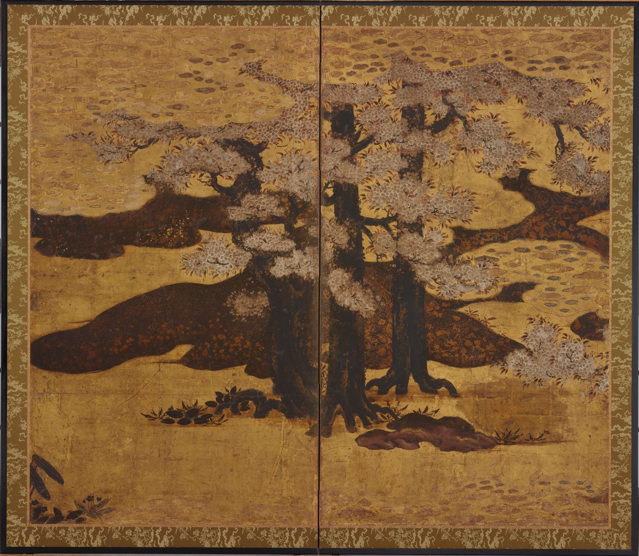 開花した桜 江戸時代（1580-1635年頃）。 作： 狩野山楽