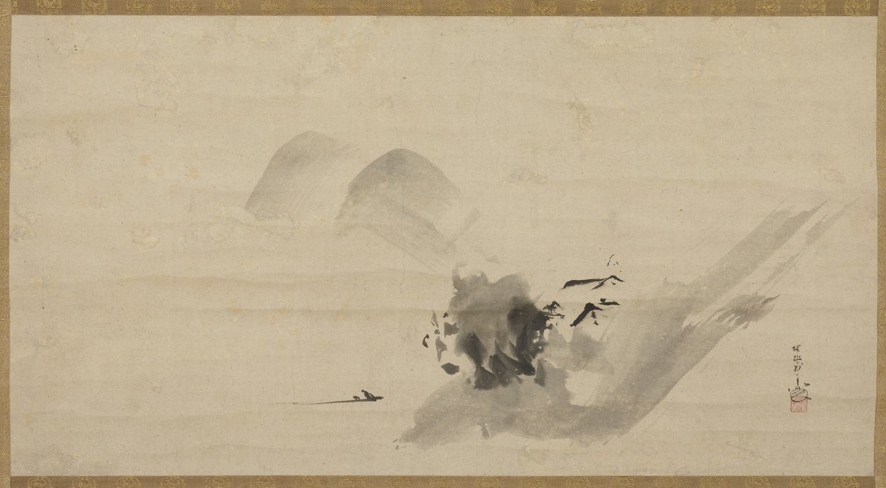 風景、掛け軸、17世紀 作： 狩野たにゅ