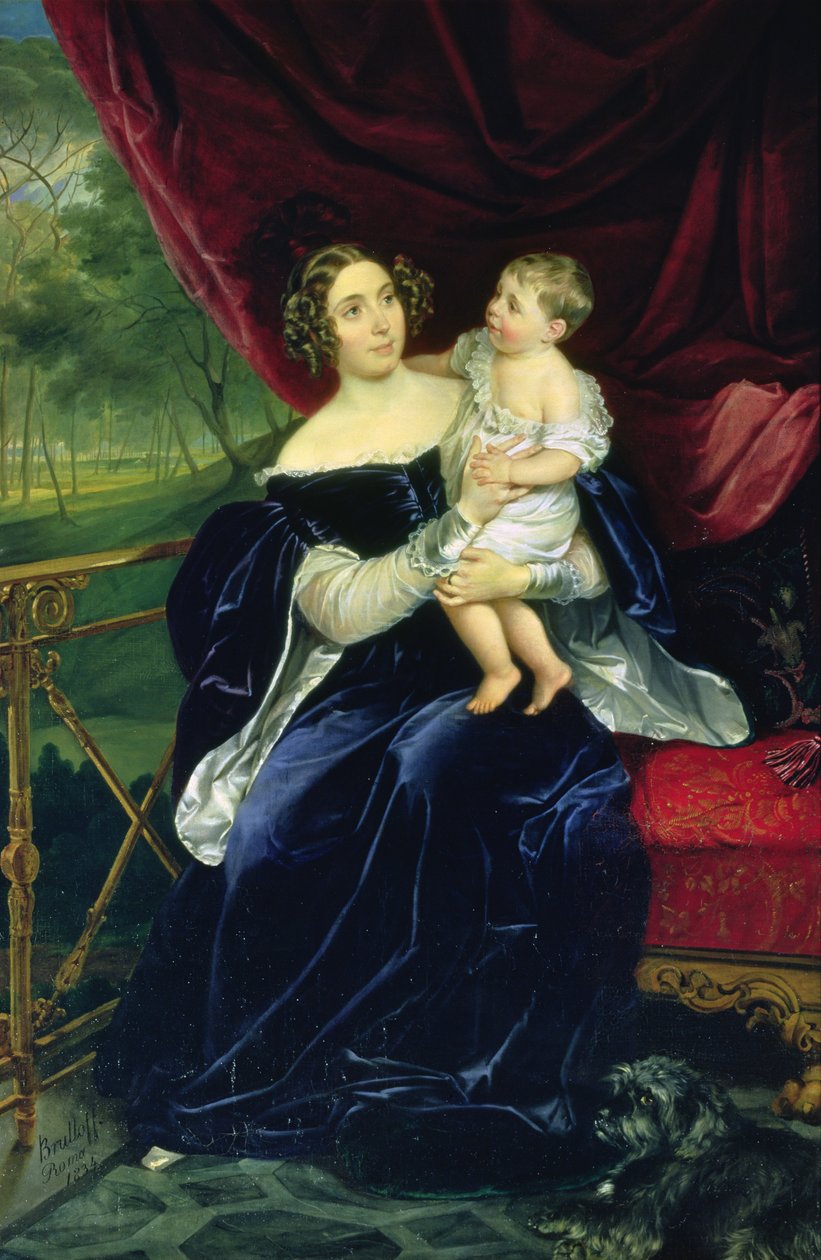 伯爵夫人オルガイワノフナオルロフダビドフと娘、1834年 作： カール・パヴロヴィッチ・ブリューロフ