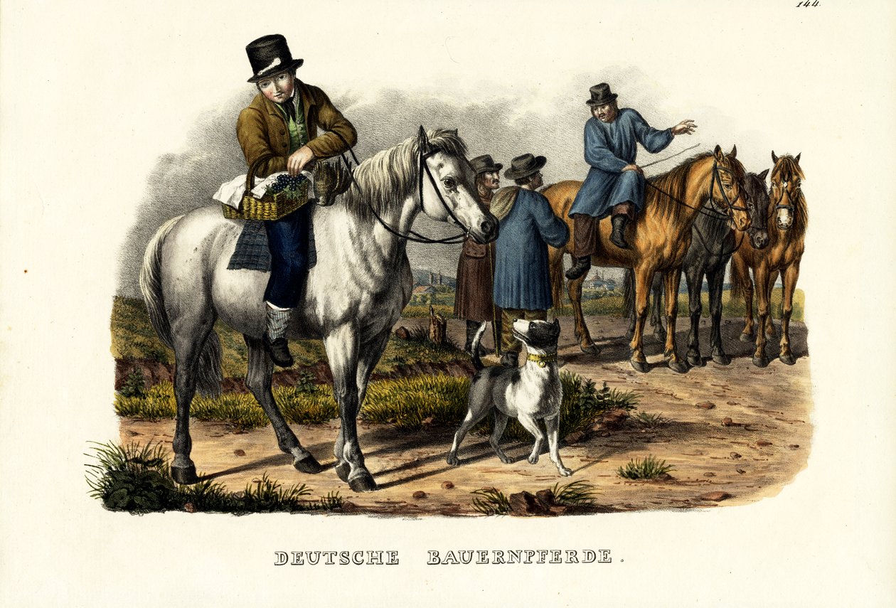 ドイツの農場の馬、1824年 作： Karl Joseph Brodtmann