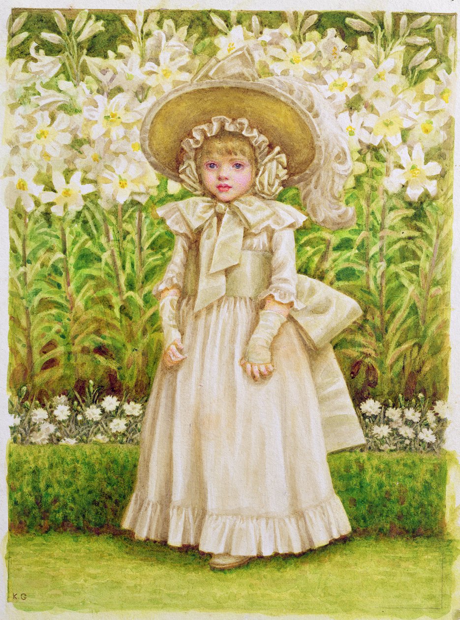 白いドレスを着た子供、1880年頃 作： ケイト・グリーナウェイ