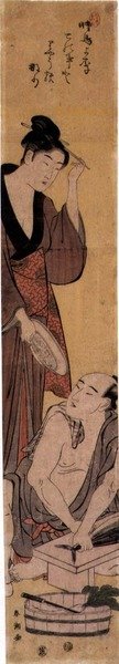 魚屋と美女 1790年代頃（木版画 作： 勝川春長