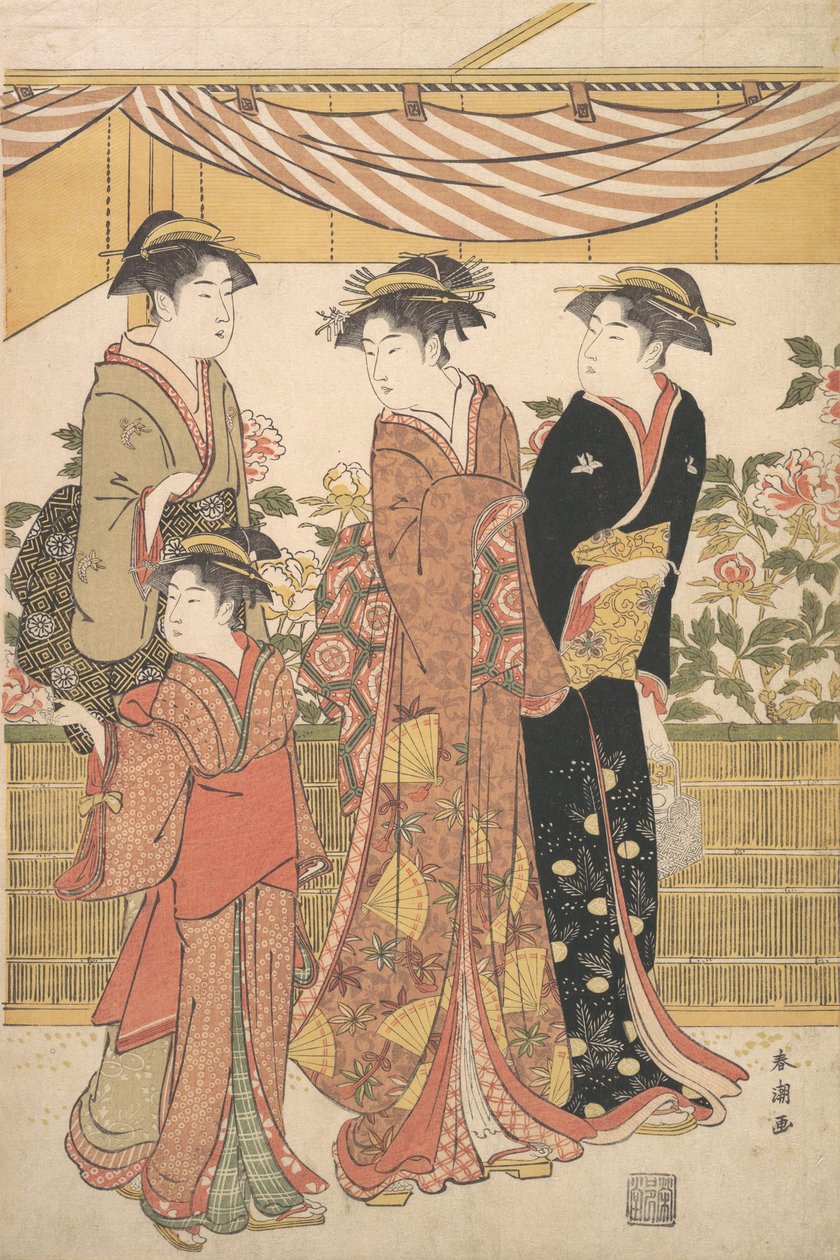 1790年頃の「The Botan Show」。 作： 勝川春長