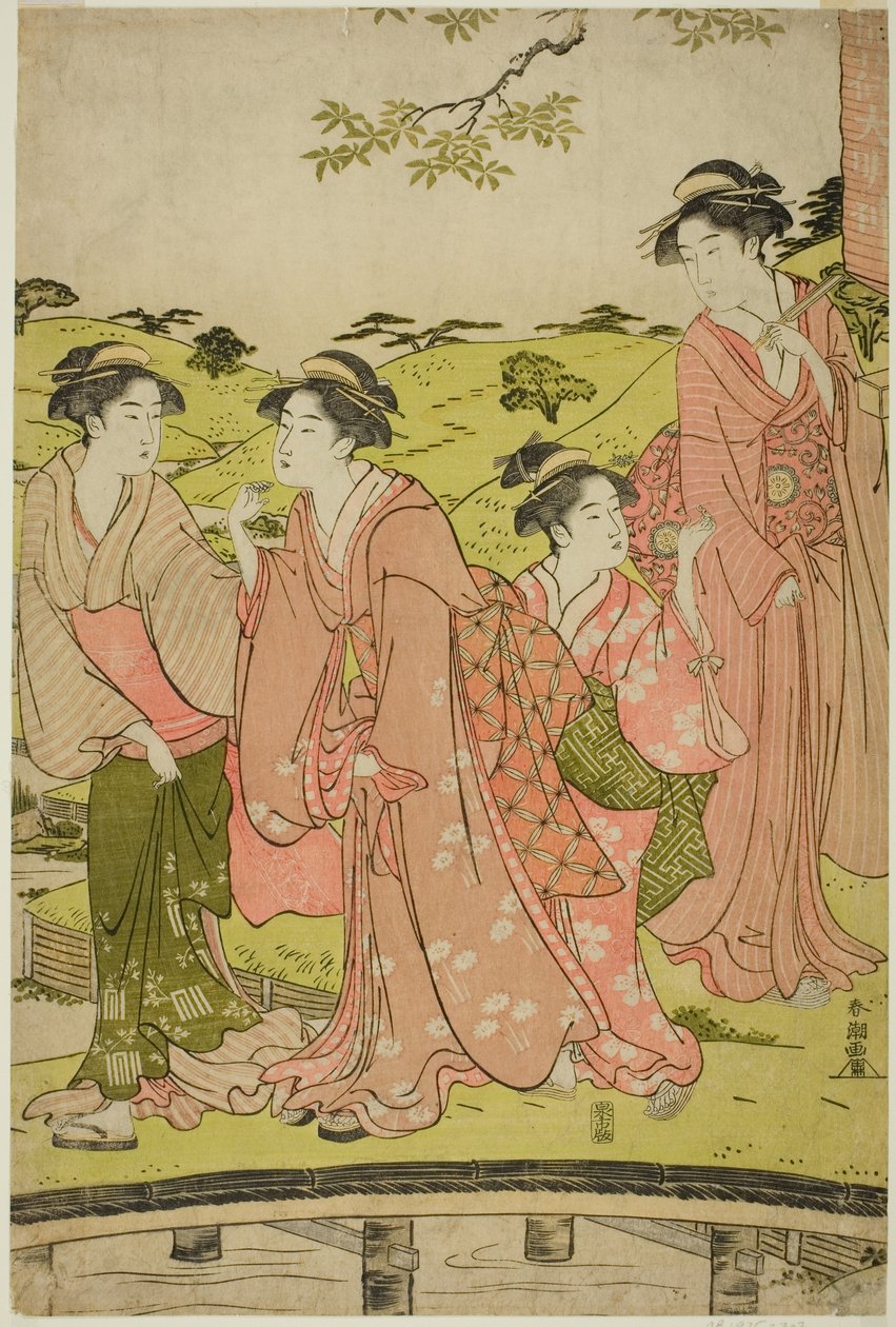 稲荷神社に参拝する女性 作： 勝川春長